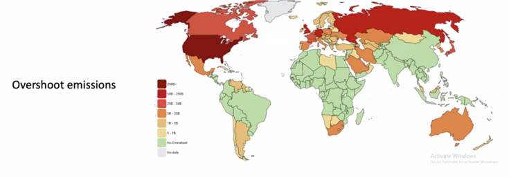 Climate overshoot map